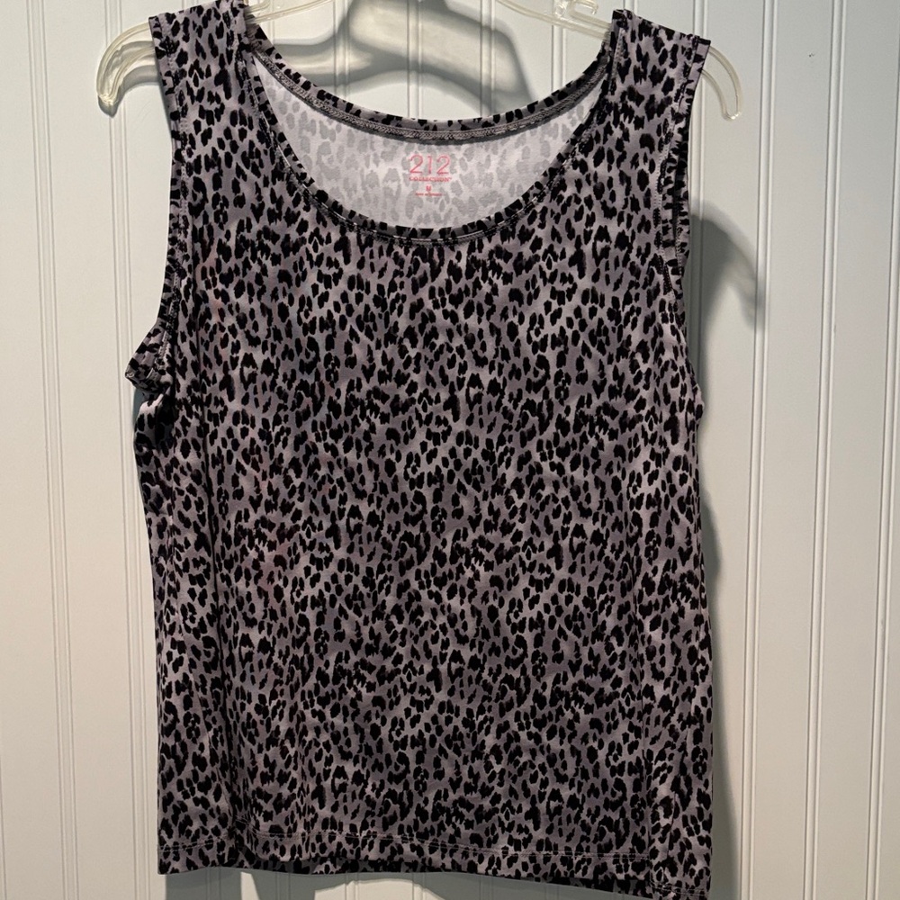 212 Collection Animal Print Tank Top - Black and Gray Size M